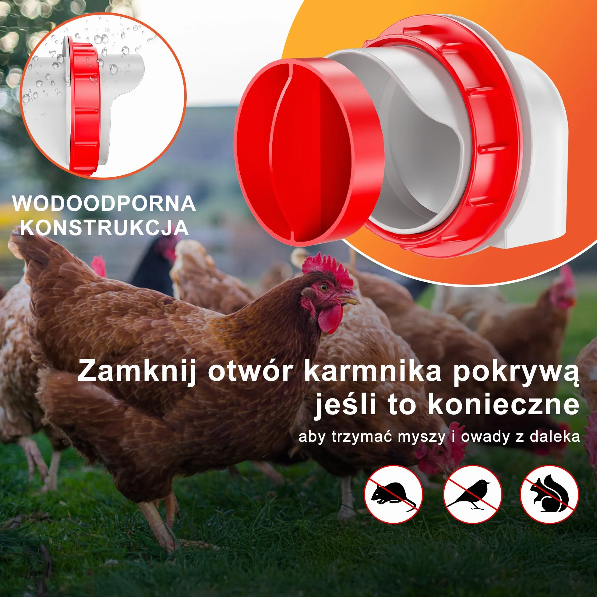 ZenxyHoC Karmniki dla kurczaków Bez odpadów, DIY Automatyczny karmnik dla drobiu 8 portów 1 piła otworowa z osłonami Zestaw podawania grawitacyjnego do wiader, beczek, pojemników, koryt