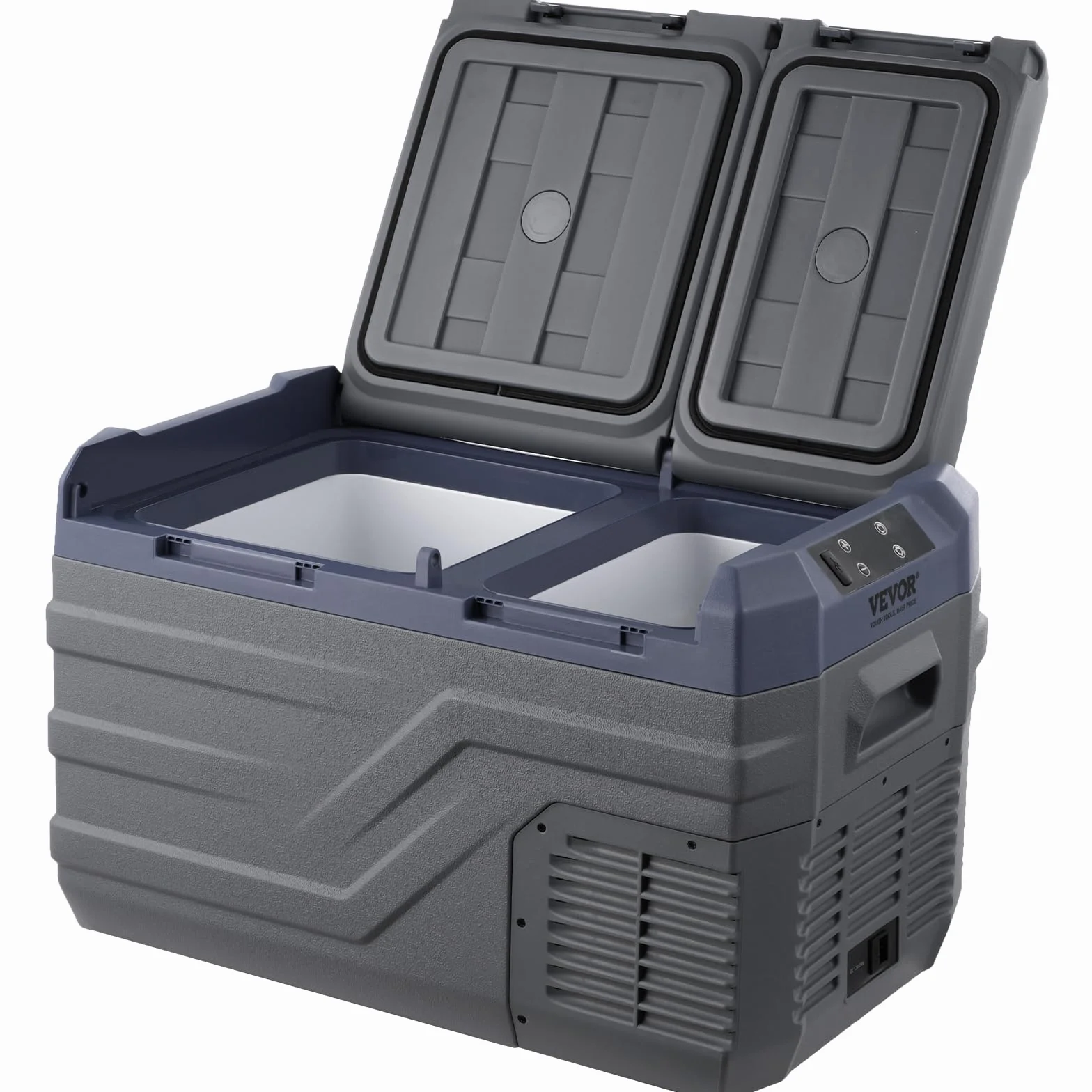 VEVOR NLS35, lodówka samochodowa 12 V, 25 l (26,4 qt), dwustrefowa przenośna zamrażarka, regulowany zakres 15.6 °C-20.0 °C, 12/24 V DC i 100-240 V AC kompresor chłodzący na zewnątrz, kemping, kampera