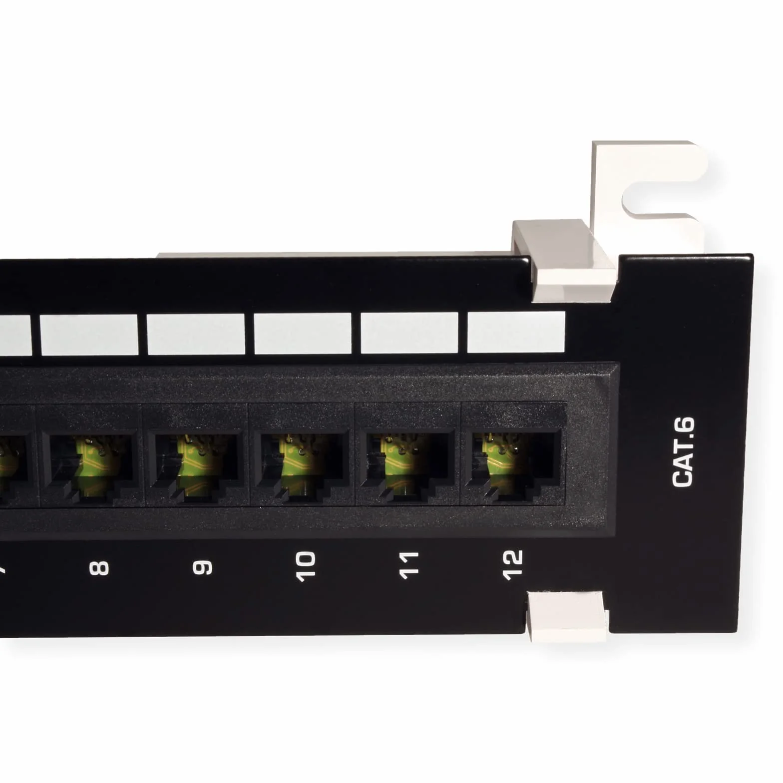 TRENDnet 12-portowy nieekranowany panel krosowy Cat6, TC-P12C6V, uchwyt ścienny, w zestawie wspornik 89D, instalacja pionowa lub pozioma, kompatybilny z okablowaniem Cat5e i Cat6 RJ45, 110 bloków
