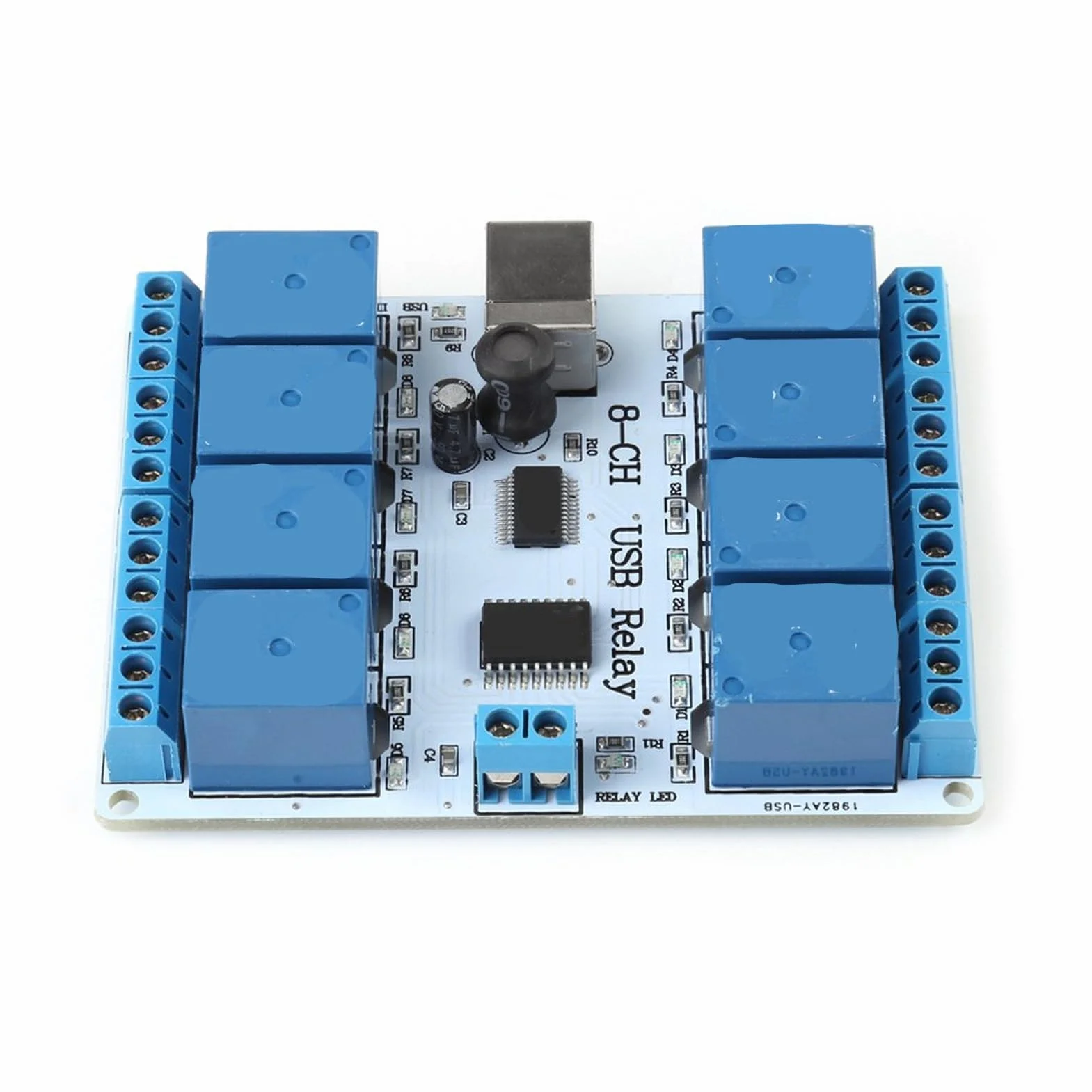 Płytka Przekaźnikowa Usb 12Vdc, 8-Kanałowy Moduł Przekaźnika Z Interfejsem Usb Typ B I Kontrolerem Ftdi, Sterowanie Prądowe 12V, Kompatybilna Z Pc, Automatyzacja Domu I Przemysłu
