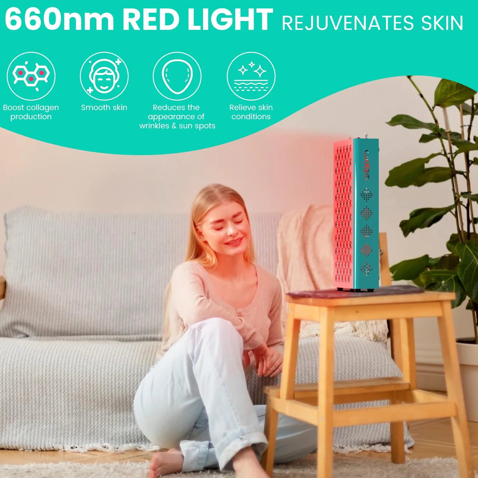 iTHERAU Lampa na podczerwień 500W 660nm 850nm 100 LED Terapia czerwonym światłem