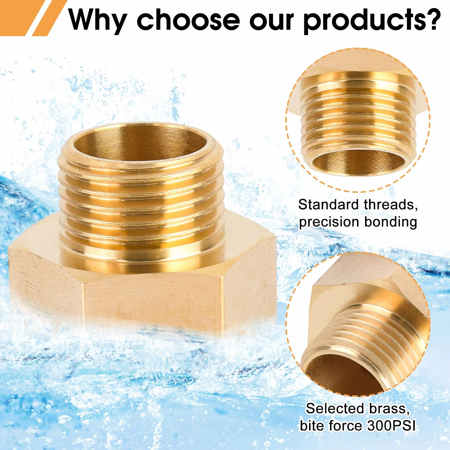 5 sztuk redukcja 3/4 do 1/2, przedłużenie redukcyjne AG/IG, przedłużenie redukcyjne G1/2" na zewnątrz (Ø 20,3 mm) x G3/4" wewnątrz (Ø 24 mm), reduktor do konwersji połączeń rurowych