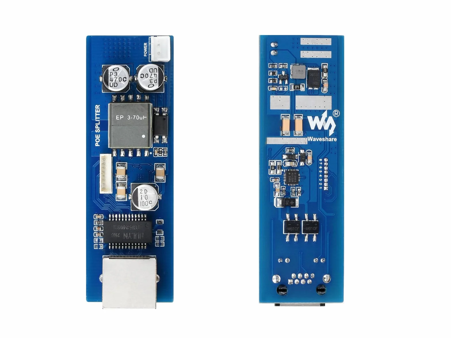 Waveshare Industrial Gigabit PoE Splitter with Metal Case protection,5V 2.5A Type-C Out
