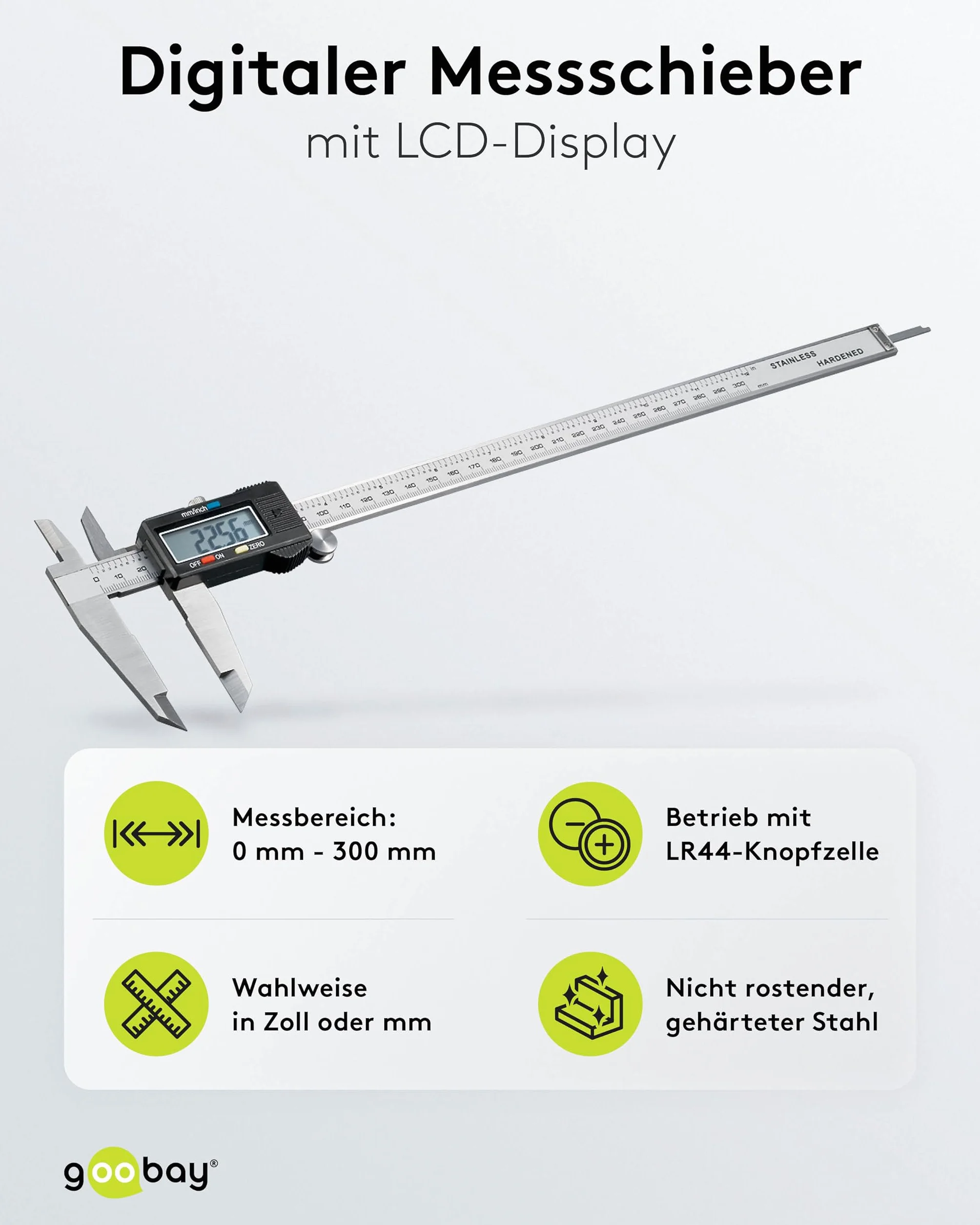 Fixpoint suwmiarka cyfrowa/suwmiarka z wyświetlaczem LCD ekstra długa do 300 mm