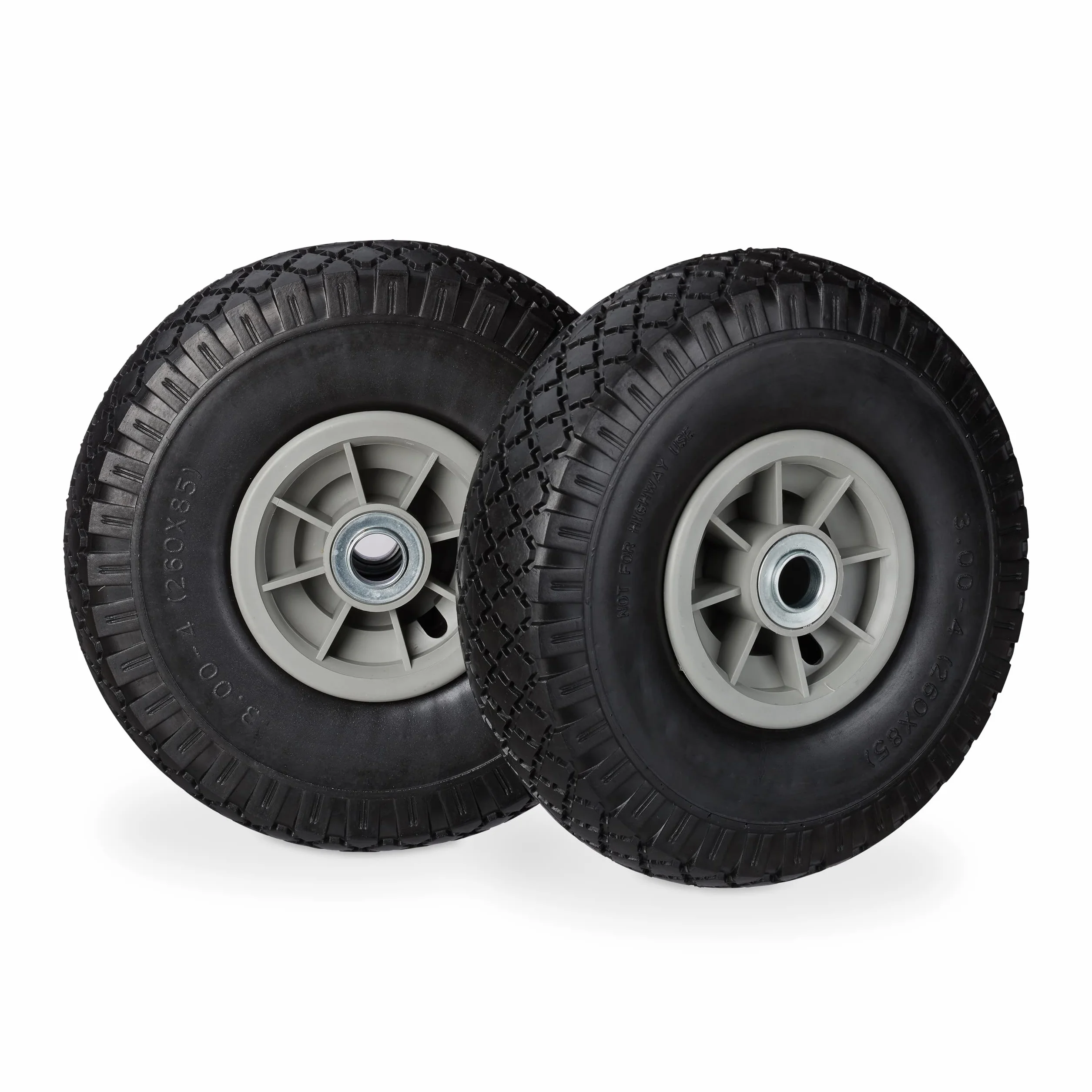 Relaxdays, Czarno-szare koło do wózka transportowego, 2 sztuki, odporne na przebicie opony z pełnej gumy, 3,00 – 4", oś 20 mm, do 80 kg, 260 x 85 mm, 10026068_957