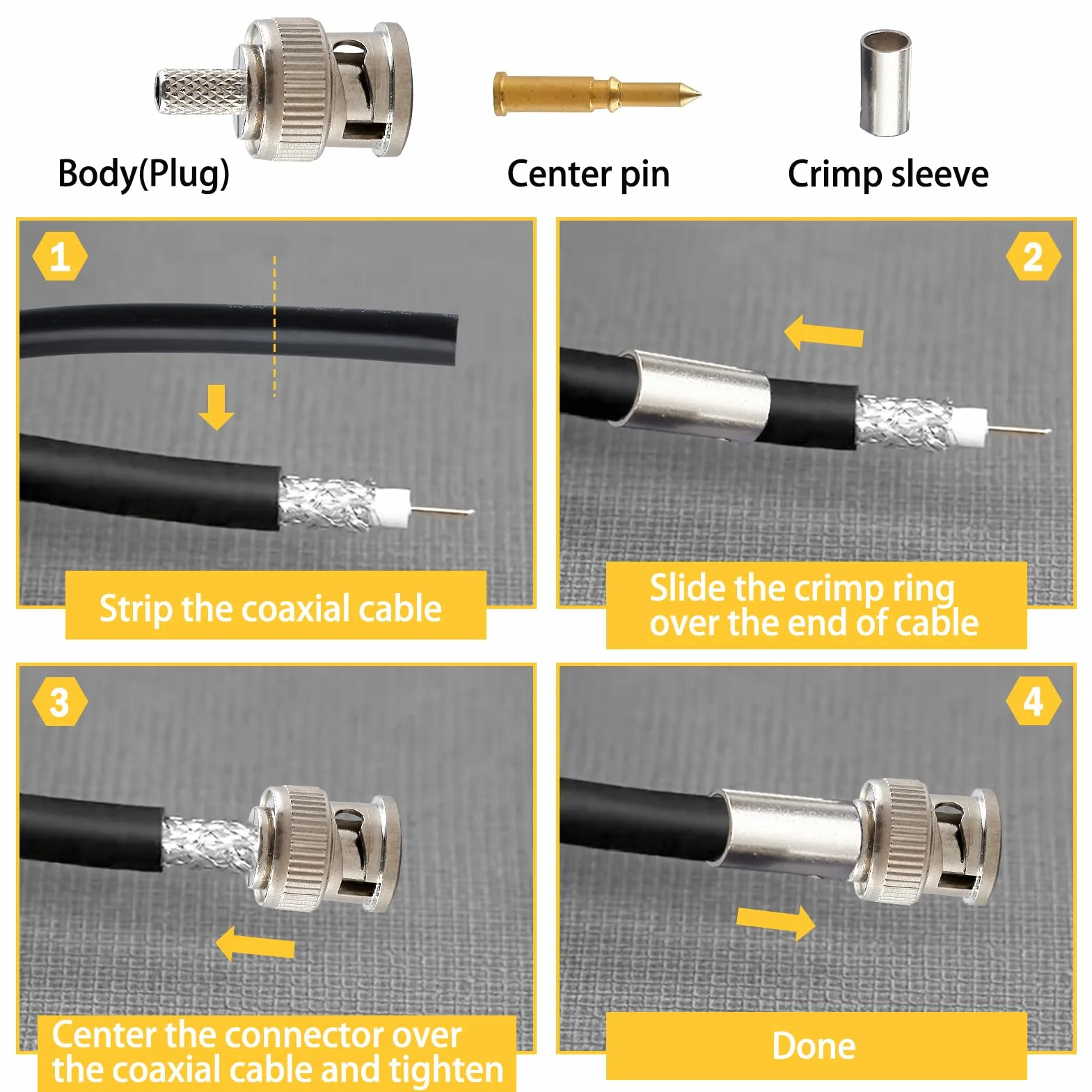 LEONTOOL BNC wtyczka zaciskowa 12 sztuk Q9 BNC wtyczka kabel adapter koncentryczny złącze do kabla koncentrycznego RG58