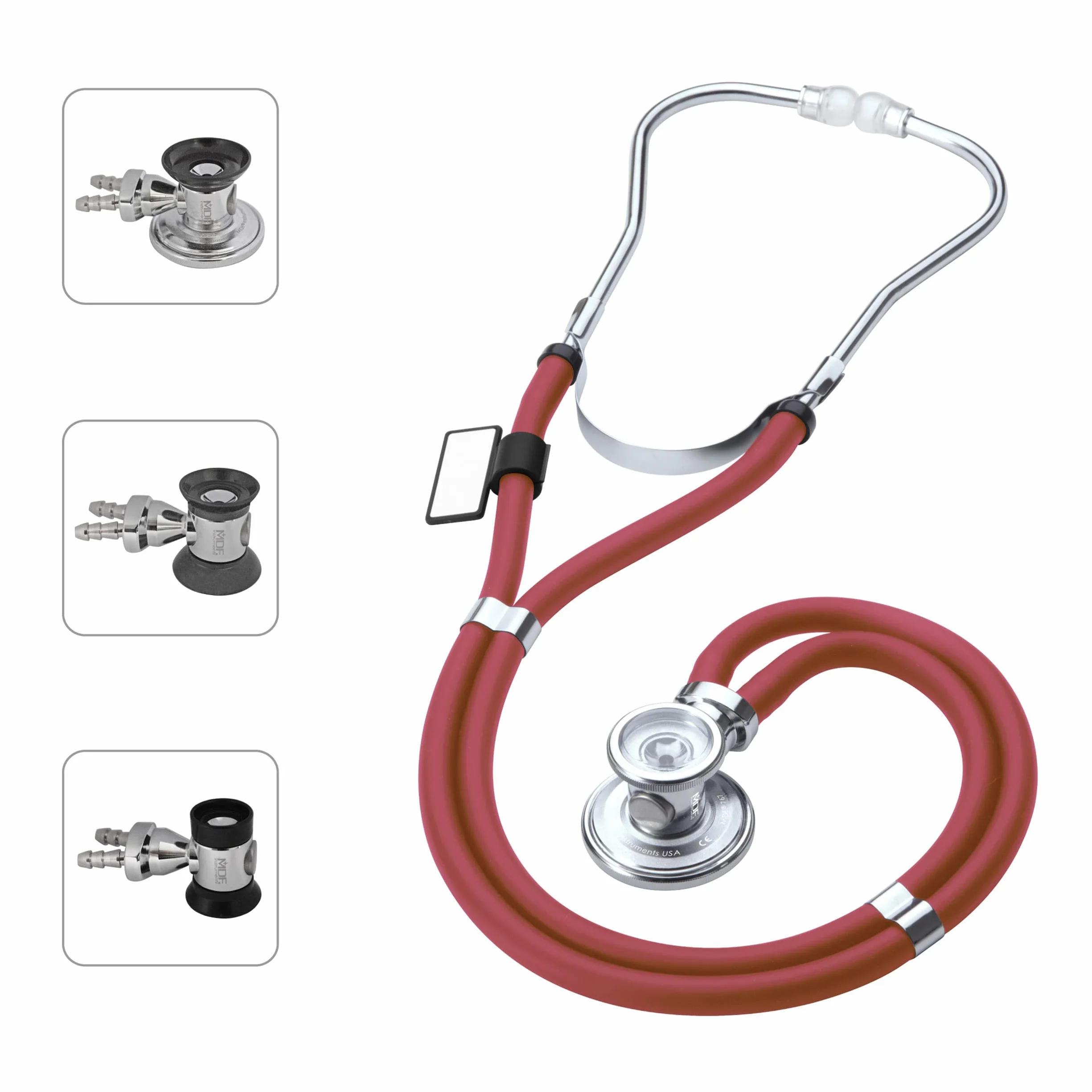 MDF Instruments Sprague Rappaport stetoskop z dwiema głowicami z wymiennym mostkiem dla dorosłych, pediatrów i niemowląt, kolor czerwonego wina (MDF767-17)