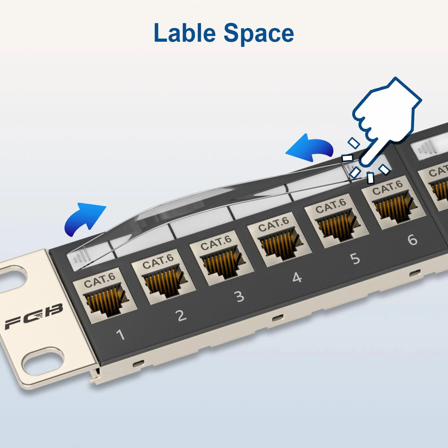 FGB Panel krosowy 1U 24 porty Cat6 RJ45 Keystone 19 cali montowany na ścianie