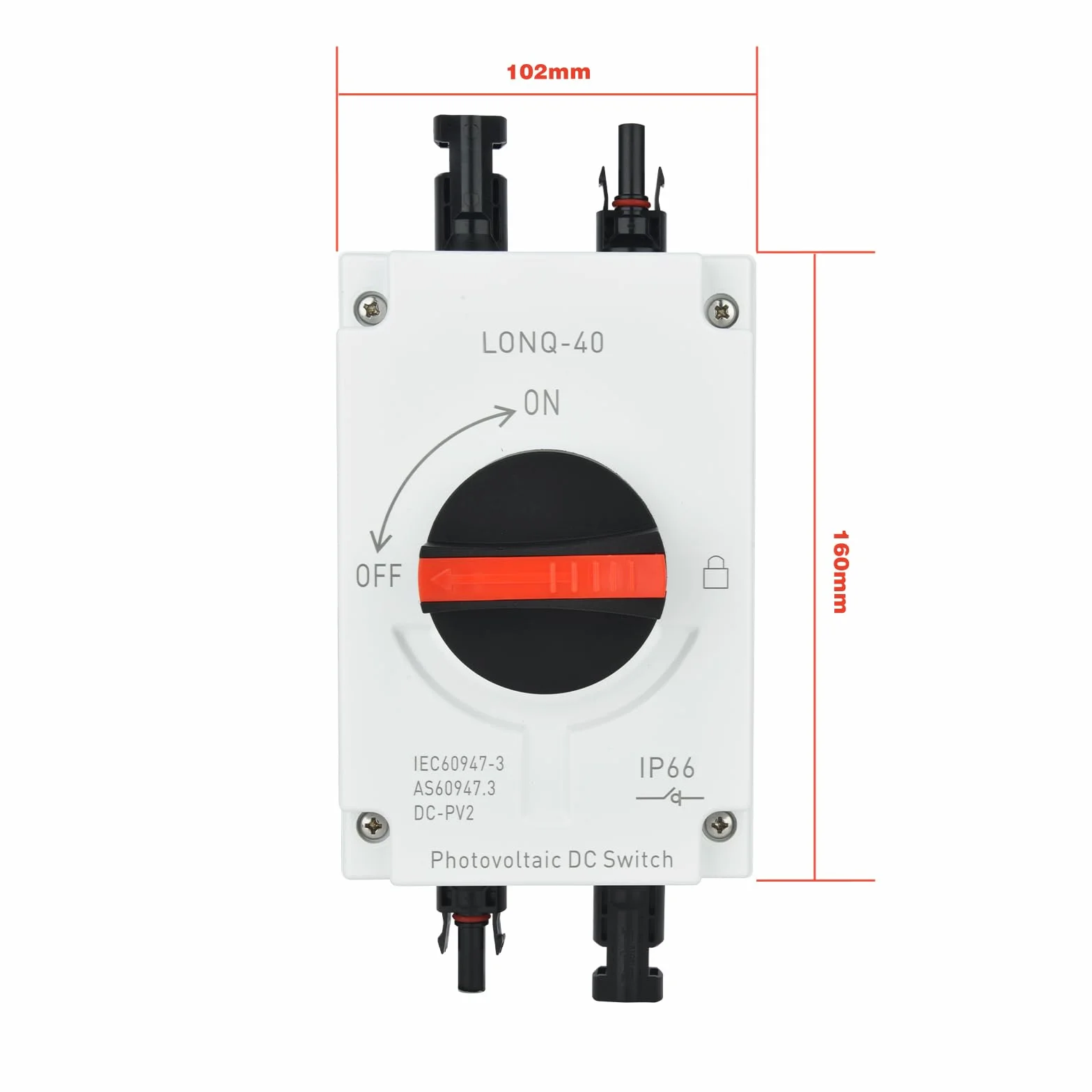 Wyłącznik DC z systemem PV – wyłącznik, klasa wodoszczelności IP65, 32A4P, 1200 V, PV Combiner Box, automatyczny bezpiecznik do instalacji solarnych, modułów solarnych, modułów solarnych