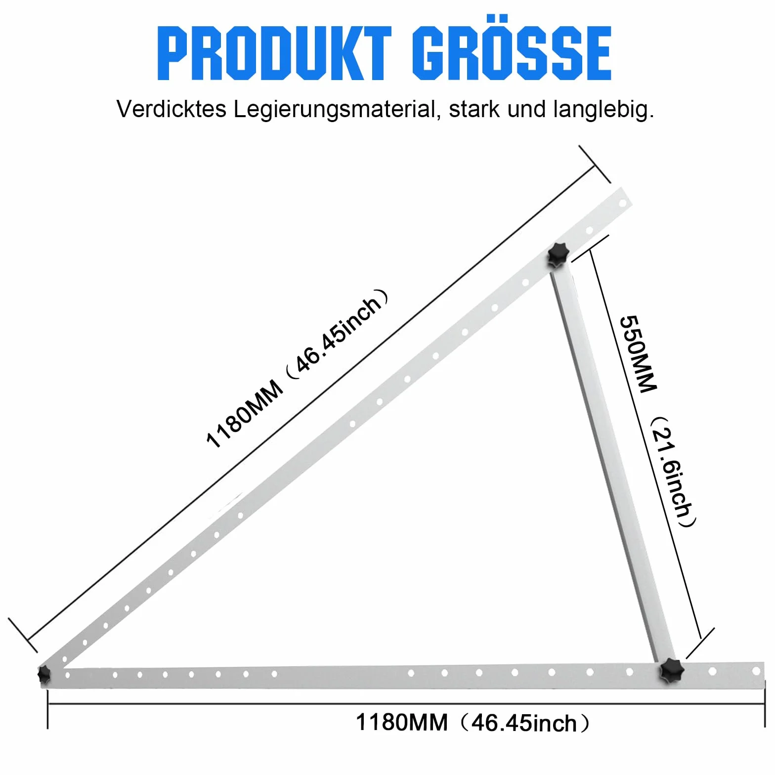GLIESE Uchwyt balkonowy Kraftwerk 118 cm 46,5 cala (2 pary), uchwyt modułu solarnego ze stopu aluminium, regulowany kąt od 0° do 90°, uchwyt do elektrowni balkonowej, uchwyt na panel słoneczny, do 100