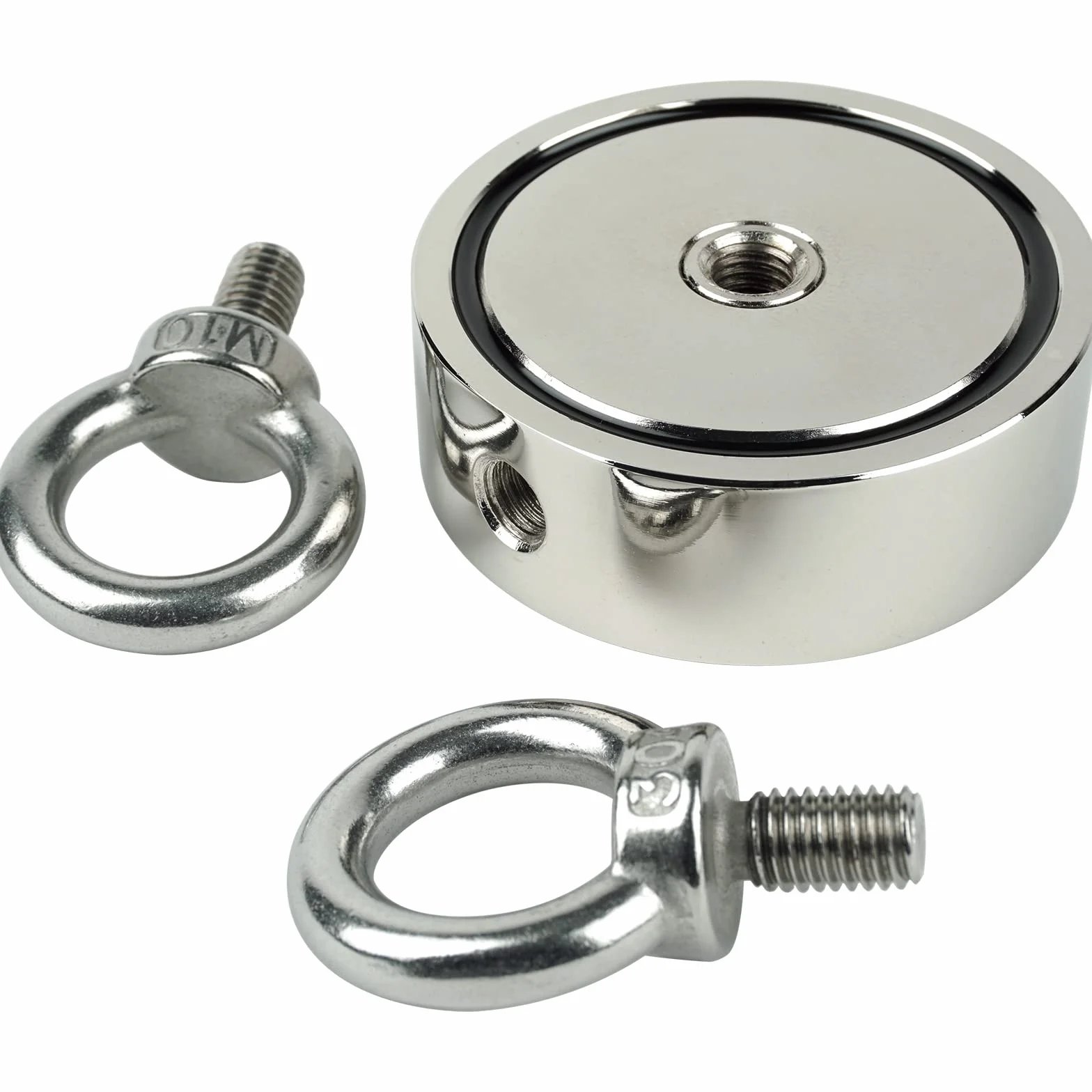 SENSEI Zestaw Magnes Neodymowy N52 500 kg Dwustronny z Uchwytami Ø7,5 cm Lina 25 m Rękawice