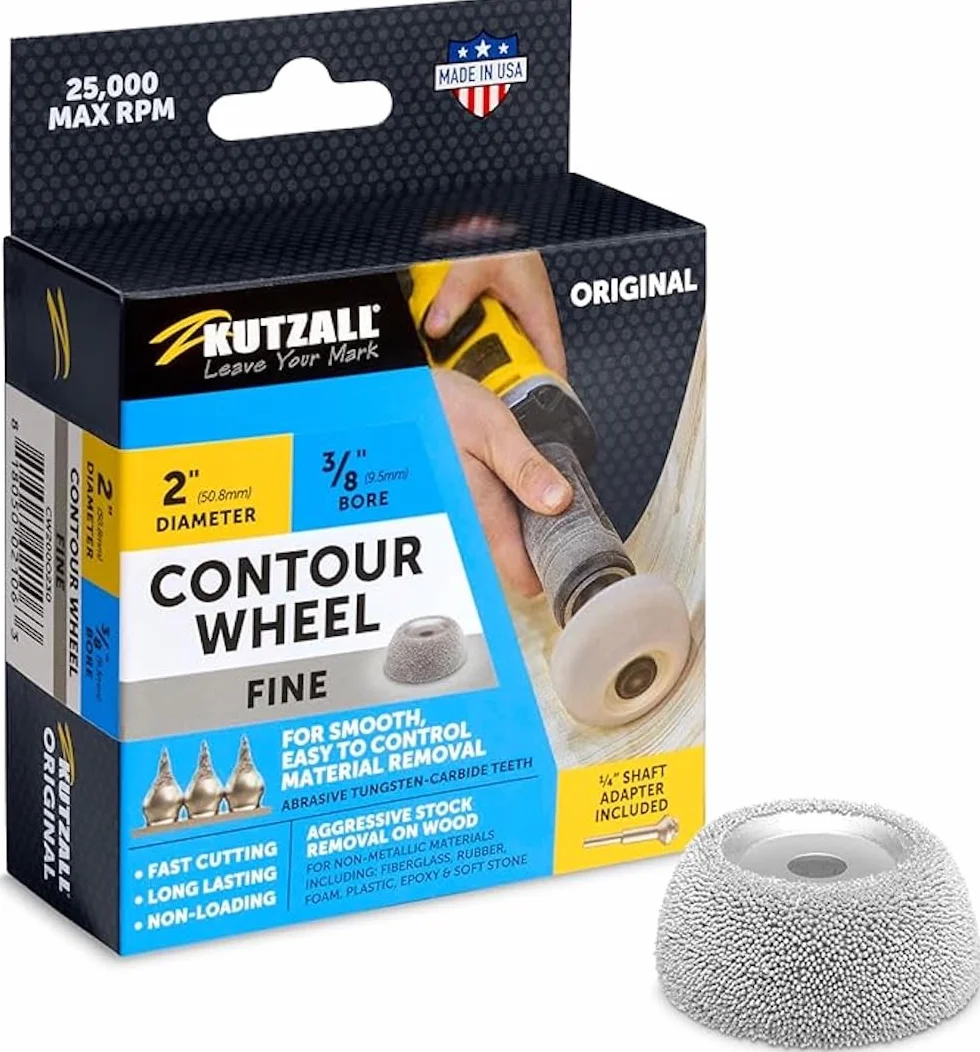Kutzall Oryginalne koło konturowe 50,8 mm x 9,5 mm drobne otwory do rzeźbienia w drewnie do Milwaukee DeWalt Bosch adapter w zestawie