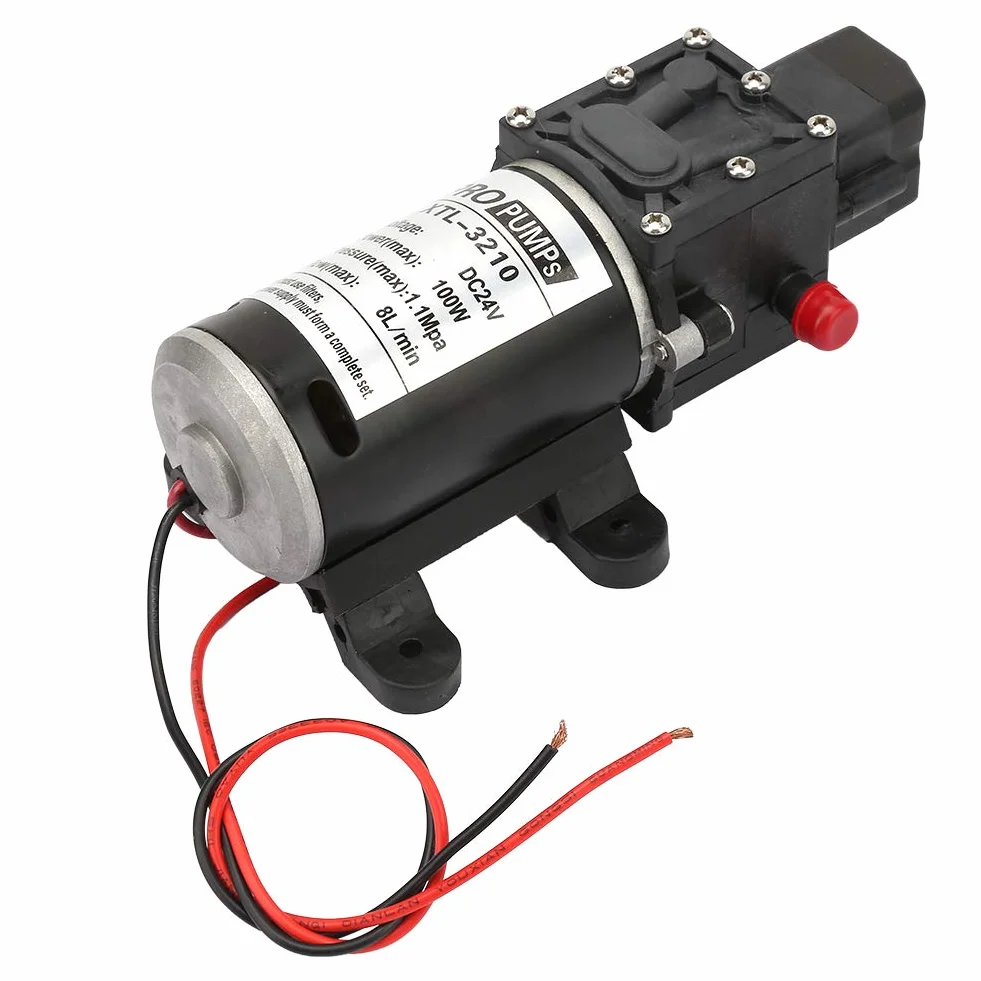 Pompa Mikromembranowa 24V 100W, Wysokociśnieniowa Samozasysająca 8L/min, do Urządzeń Przemysłowych i Czyszczenia