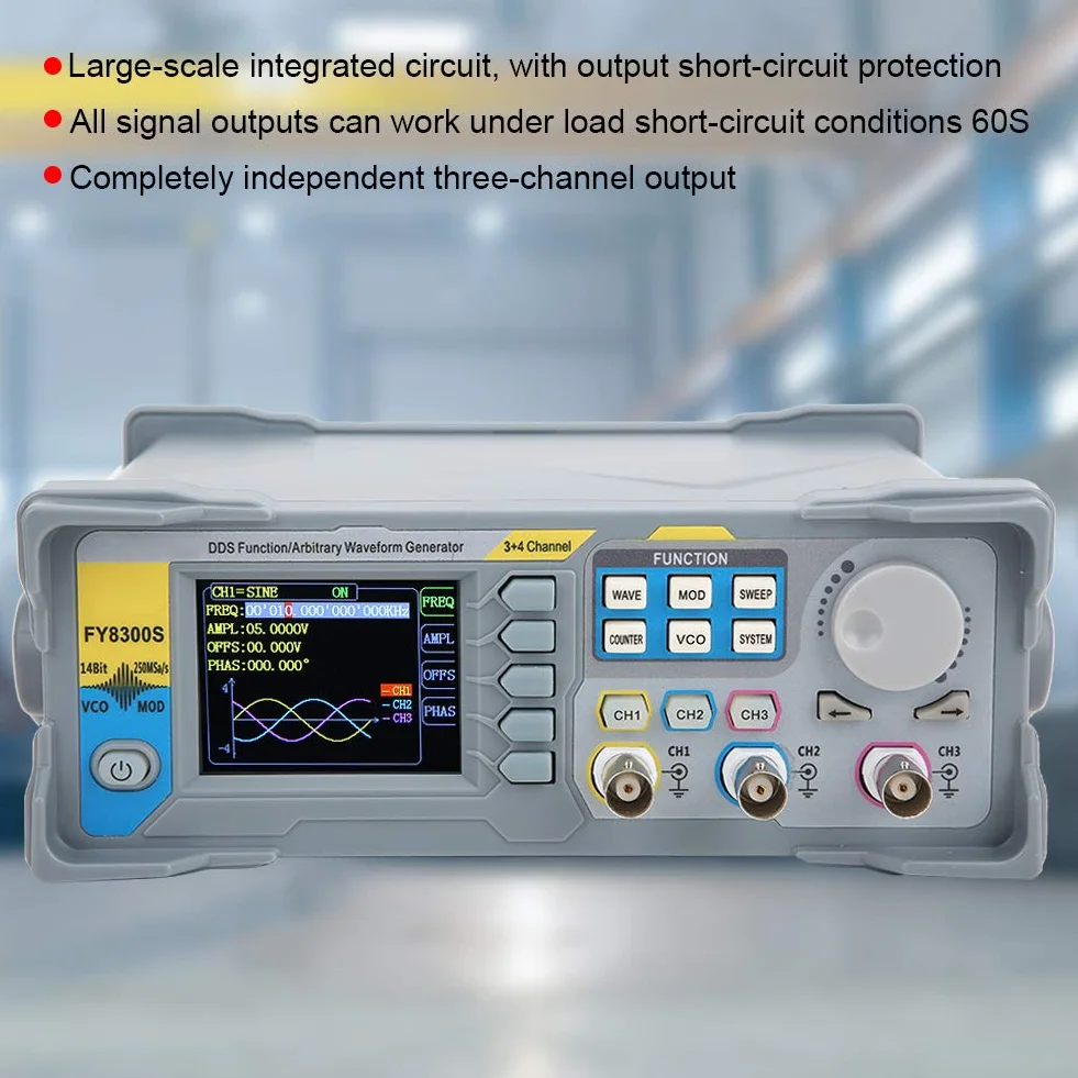 Funkcja 60 MHz Generator Sygnału o Przebiegu Arbitralnym, 3 Kanały, 4 Poziomy Wyjściowe TTL dla Wysokiej Dokładności Pomiaru Częstotliwości (FY8300S-20M Wtyczka EU)