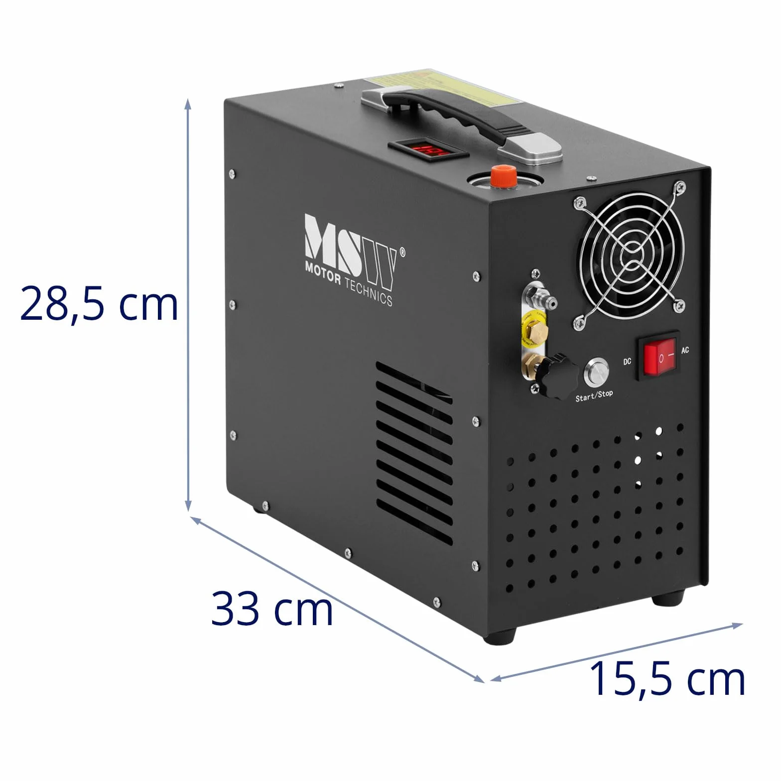MSW Motor Technics PCP Sprężarka powietrza - 300 bar - 12/220 V - 400 W - auto-stop - czarna, lekkie, przenośne