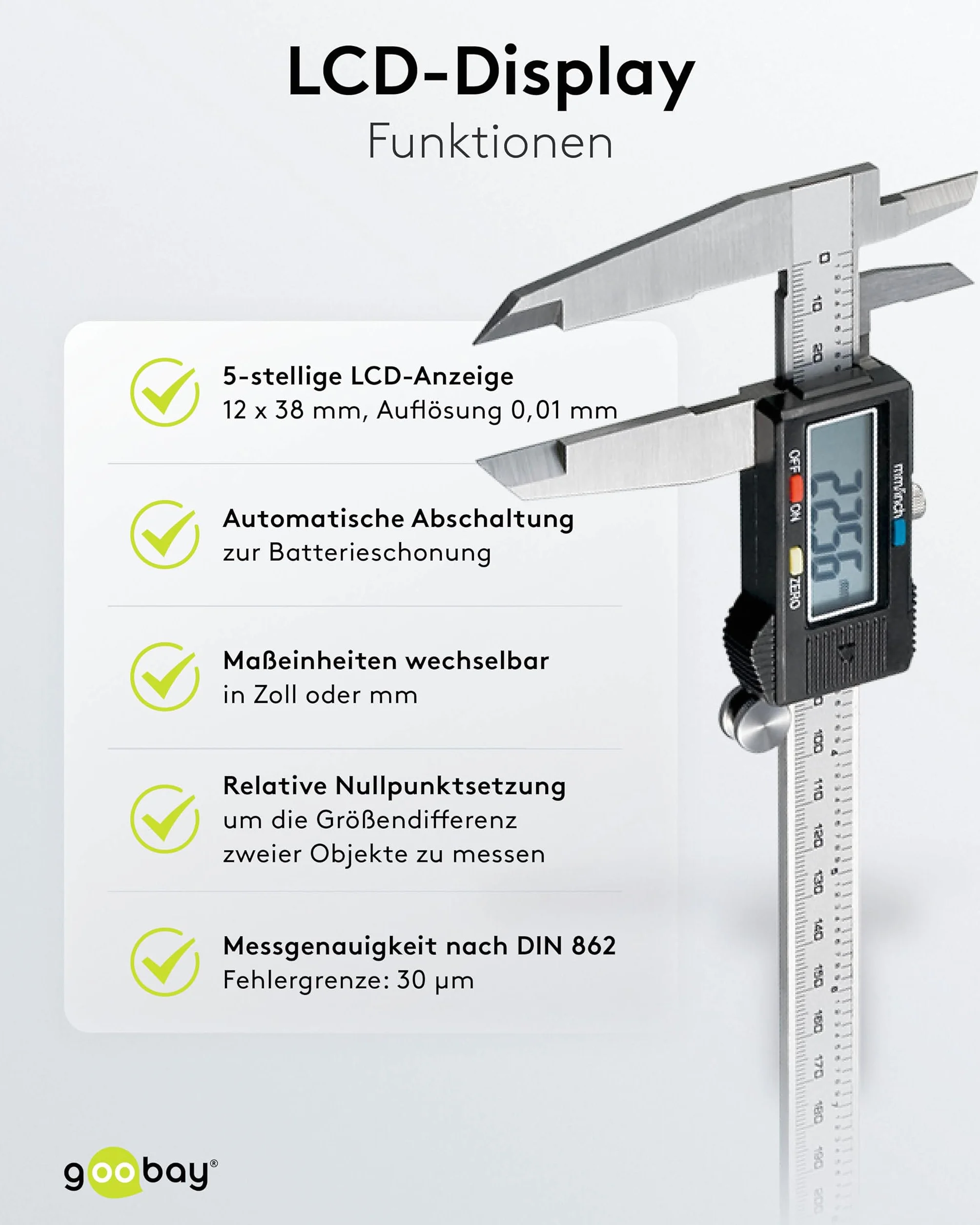 Fixpoint suwmiarka cyfrowa/suwmiarka z wyświetlaczem LCD ekstra długa do 300 mm