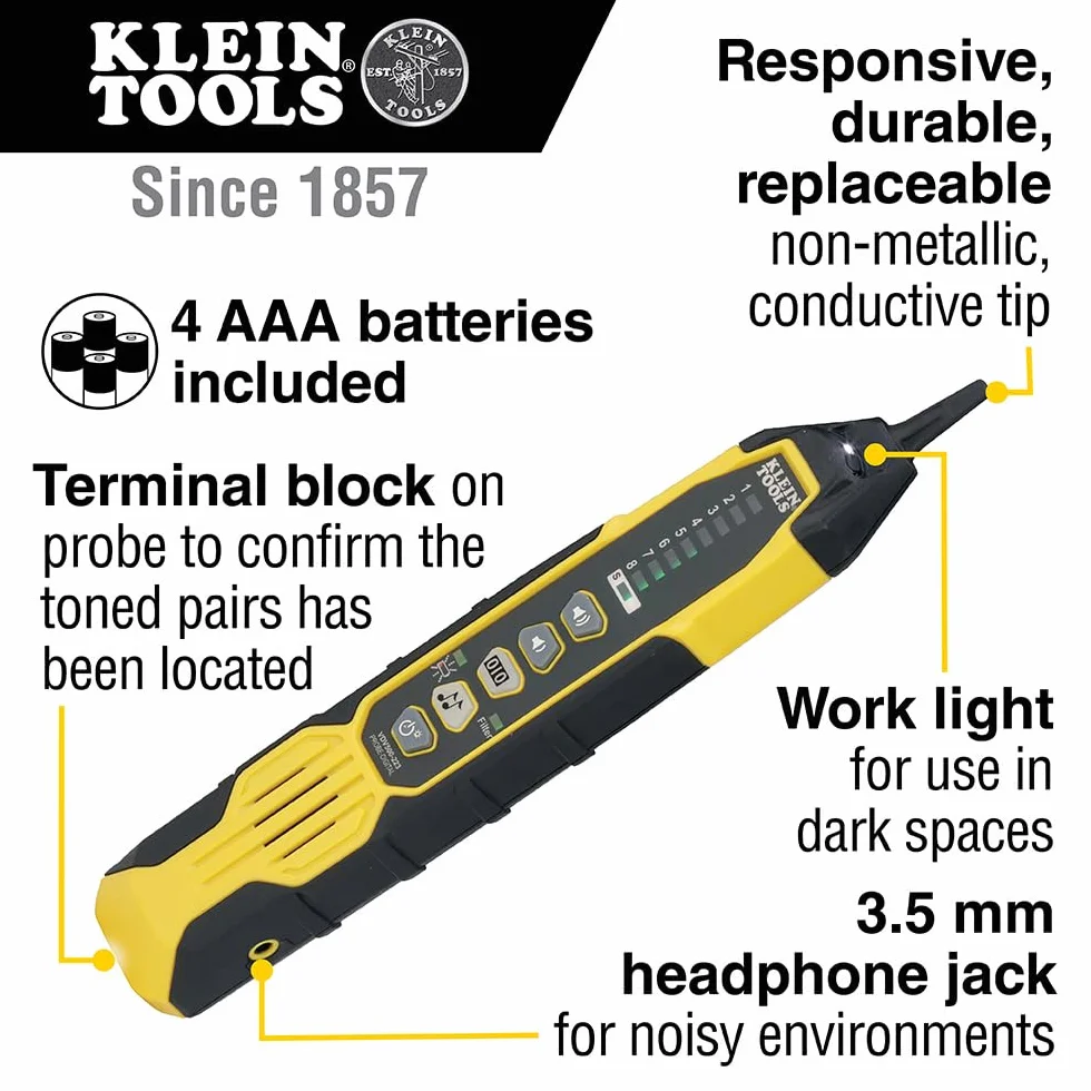 Klein Tools VDV500-920 generator tonów i sonda do kabli Ethernet RJ45 RJ11 RJ12