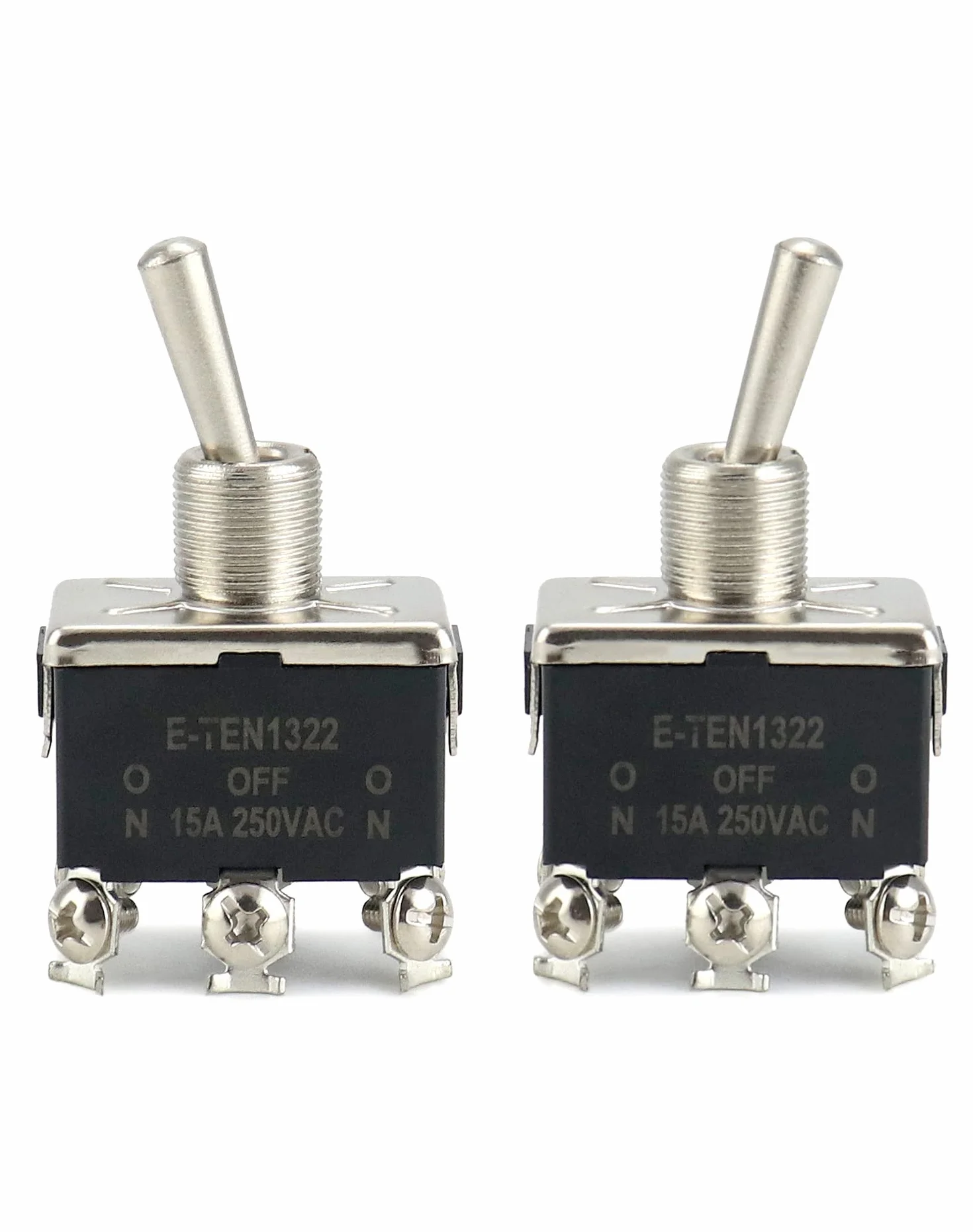 QWORK® Przełącznik dwustabilny, AC380V 15A / AC250V 10A 3 pozycja 6 Terminal ON-Off-ON Przełącznik kołyskowy z czarną wodoodporną osłoną, 3 szt.