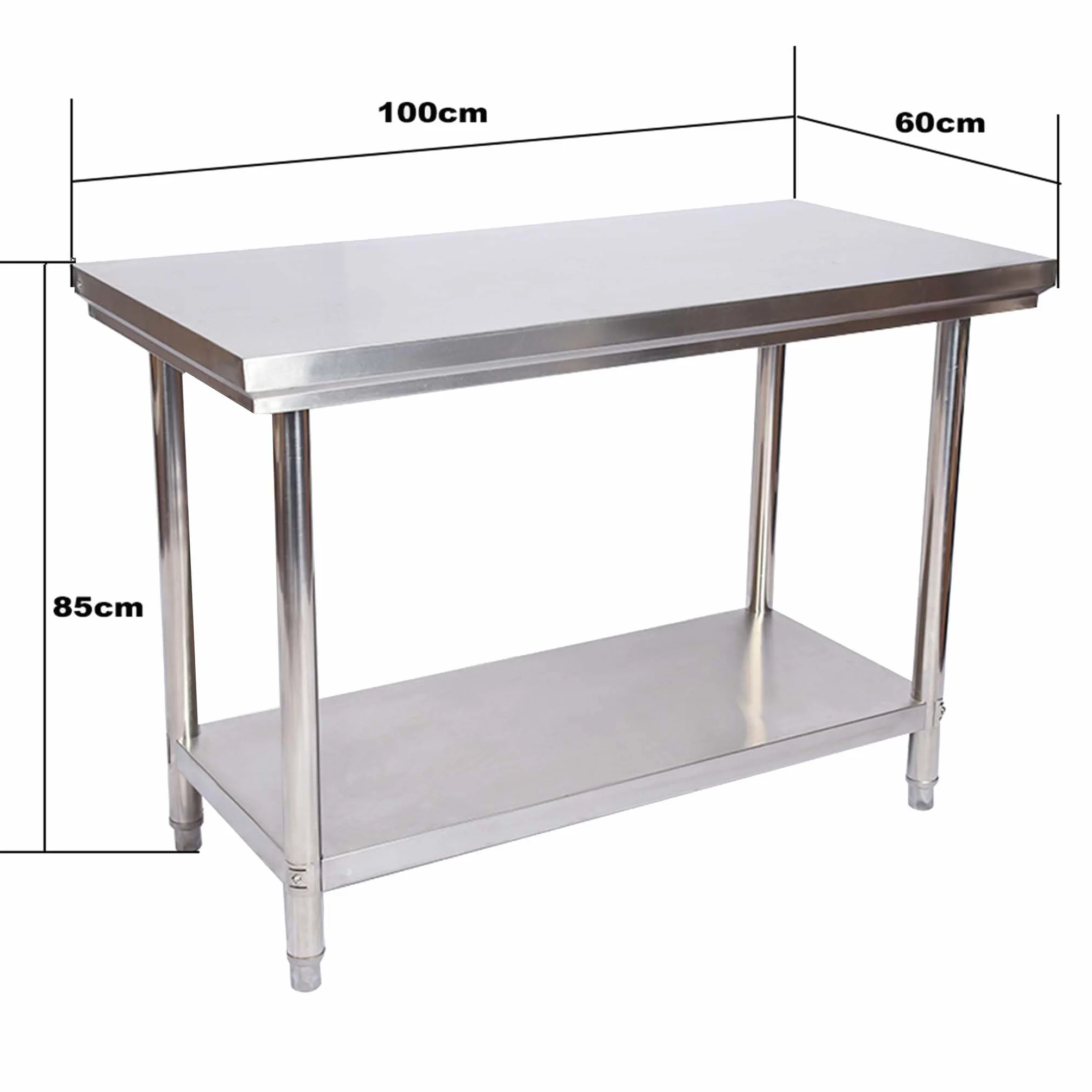Wiltec Stół gastronomiczny ze stali nierdzewnej z blatem o wymiarach 100 x 60 cm i półką pod blatem, meble do pracy z żywnością