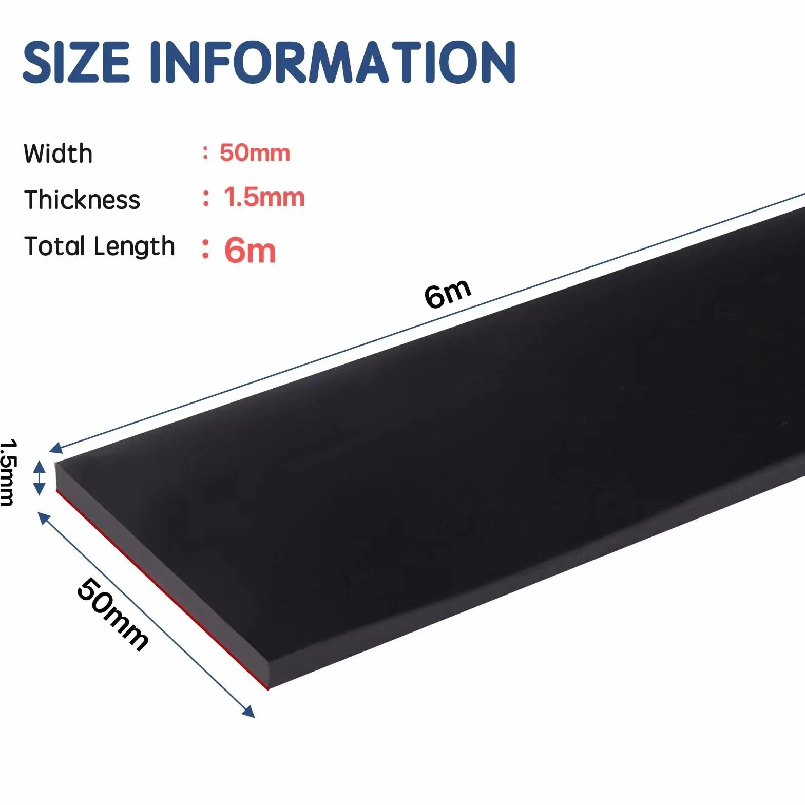 Taśma gumowa z neoprenu samoprzylepna 50 mm x 1,5 mm x 6 m antypoślizgowa antywibracyjna