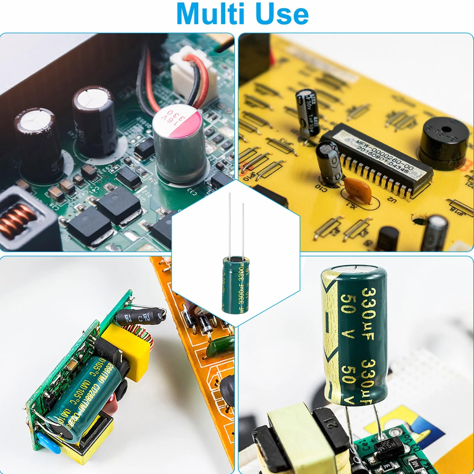 PATIKIL Kondensatory elektrolityczne 10V 3300uF, 10 sztuk 10x20mm Aluminiowe kondensatory elektrolityczne wysokiej częstotliwości do telewizora, monitora LCD, lodówki, płyty obwodu, zielony