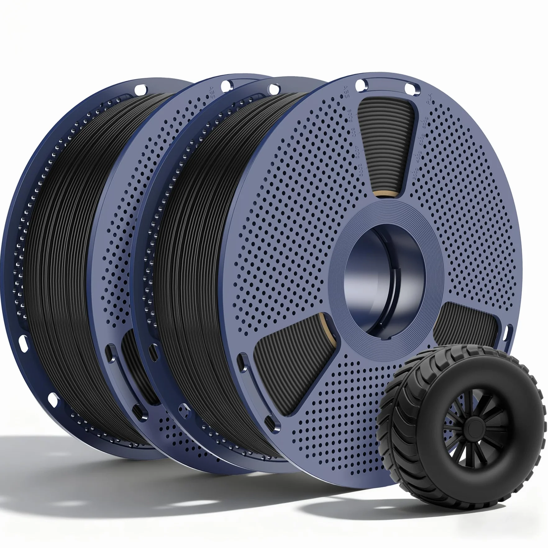 SUNLU 2KG TPU 3D Druku Filament 1,75 mm, przemysłowy klasy 95A TPU,odporny na zużycie, elastyczny, owysokiej sprężystości, łatwy do drukowania, dokładność ±0,03 mm,1kg,2 Szpule,Czarny+Czarny