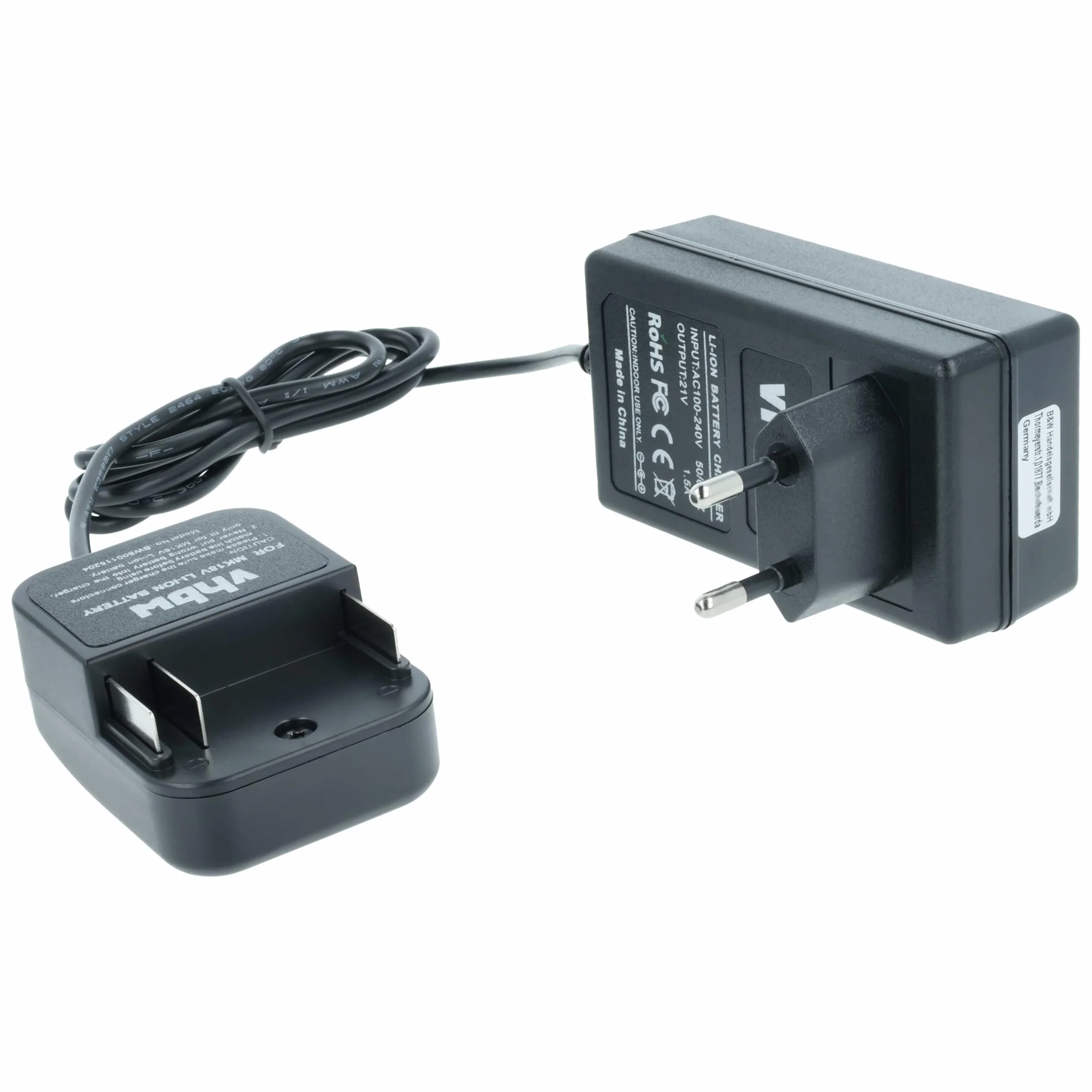 vhbw Ładowarka kompatybilna z Makita BO180DZ, BPB180, BPB180F, BPB180Z, BPJ140, BPJ180, BPT351, BPT351RFE Baterie narzędziowe Li-ION (18V)