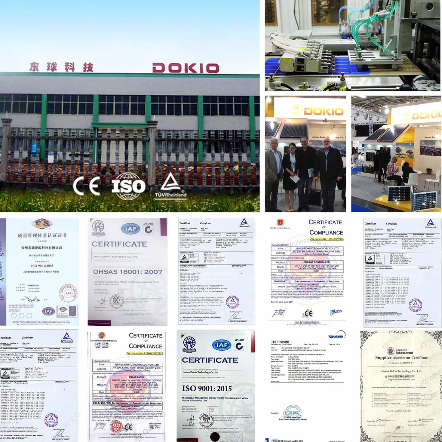 DOKIO Monokrystaliczny panel słoneczny 100 W, 18 V, do akumulatorów 12 V, idealny dla kampera, na kemping, do domku ogrodowego
