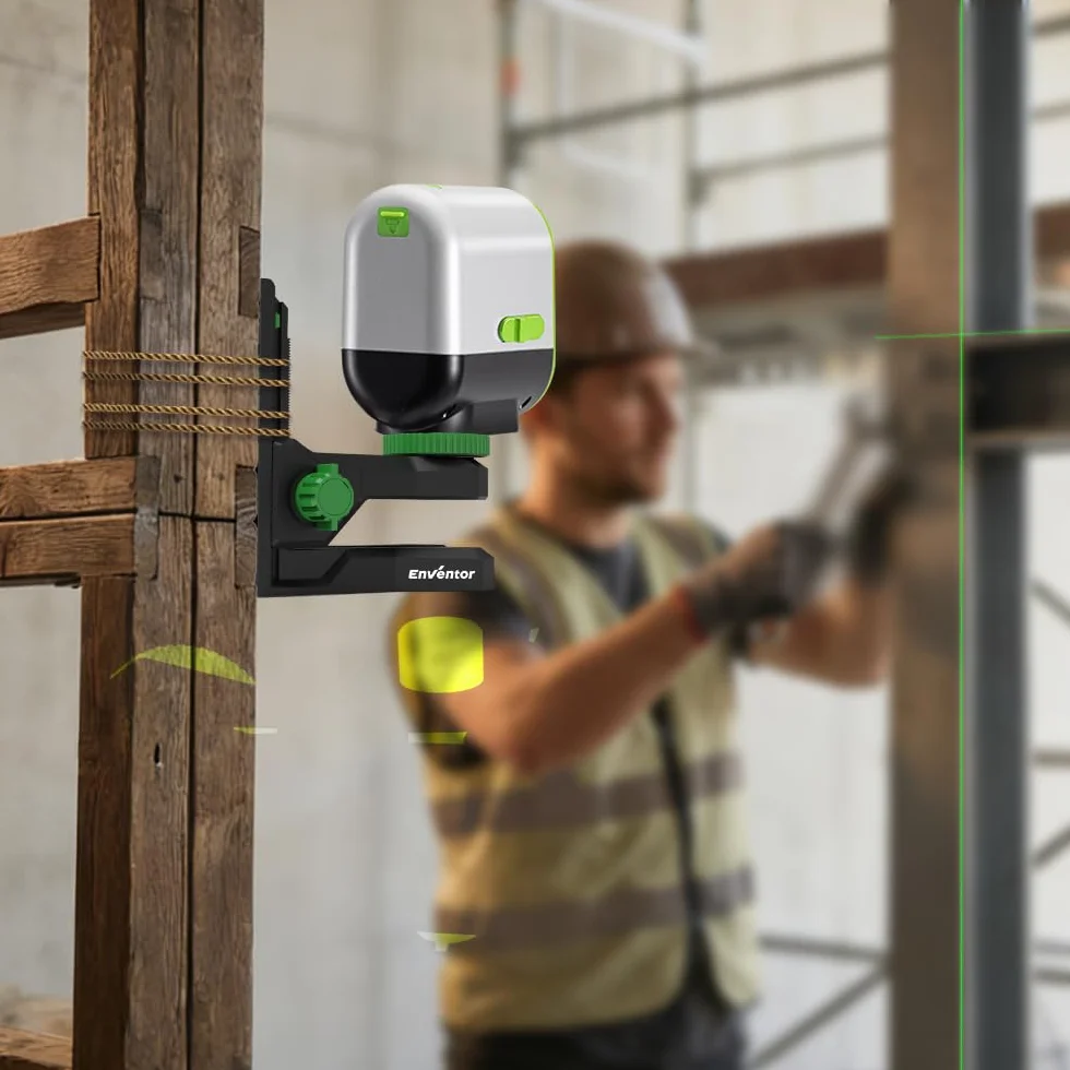Enventor Laser Level Wall Mount Magnetic Adjustable Bracket 360° Rotating Base with Height Lock 1/4" 5/8" Threads