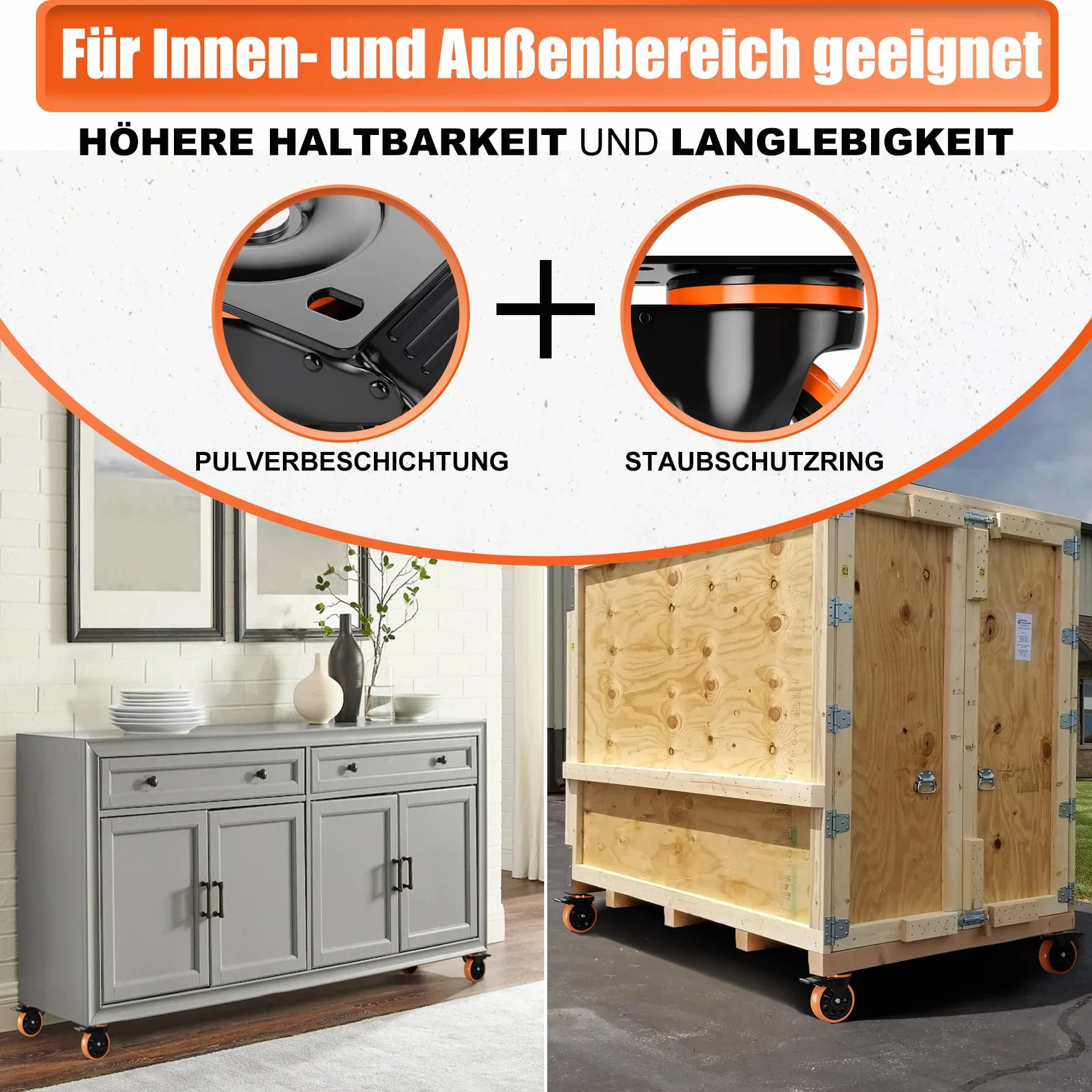 Kółka Skrętne 75 mm z Hamulcami 360° do 480 kg Transportowe do Mebli