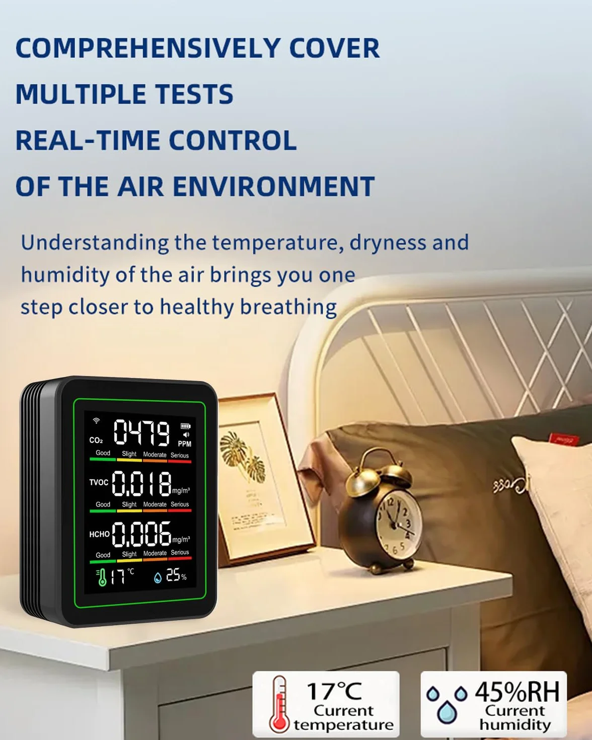 RISOON 5 w 1 inteligentny monitor jakości powietrza WiFi TVOC CO2 HCHO temperatura wilgotność