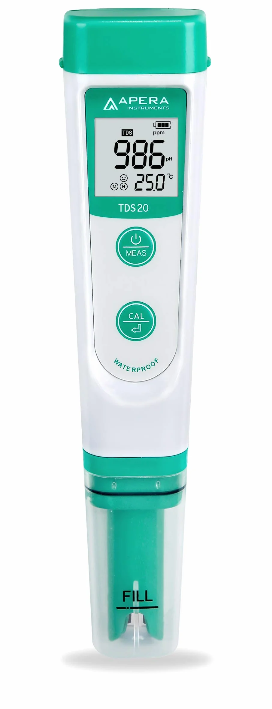 Apera Instruments TDS20 TDS-Meter, cyfrowy miernik ze wskaźnikiem temperatury (dokładność 1%, ±0,5°C, wodoodporny, ATC, walizka do noszenia)
