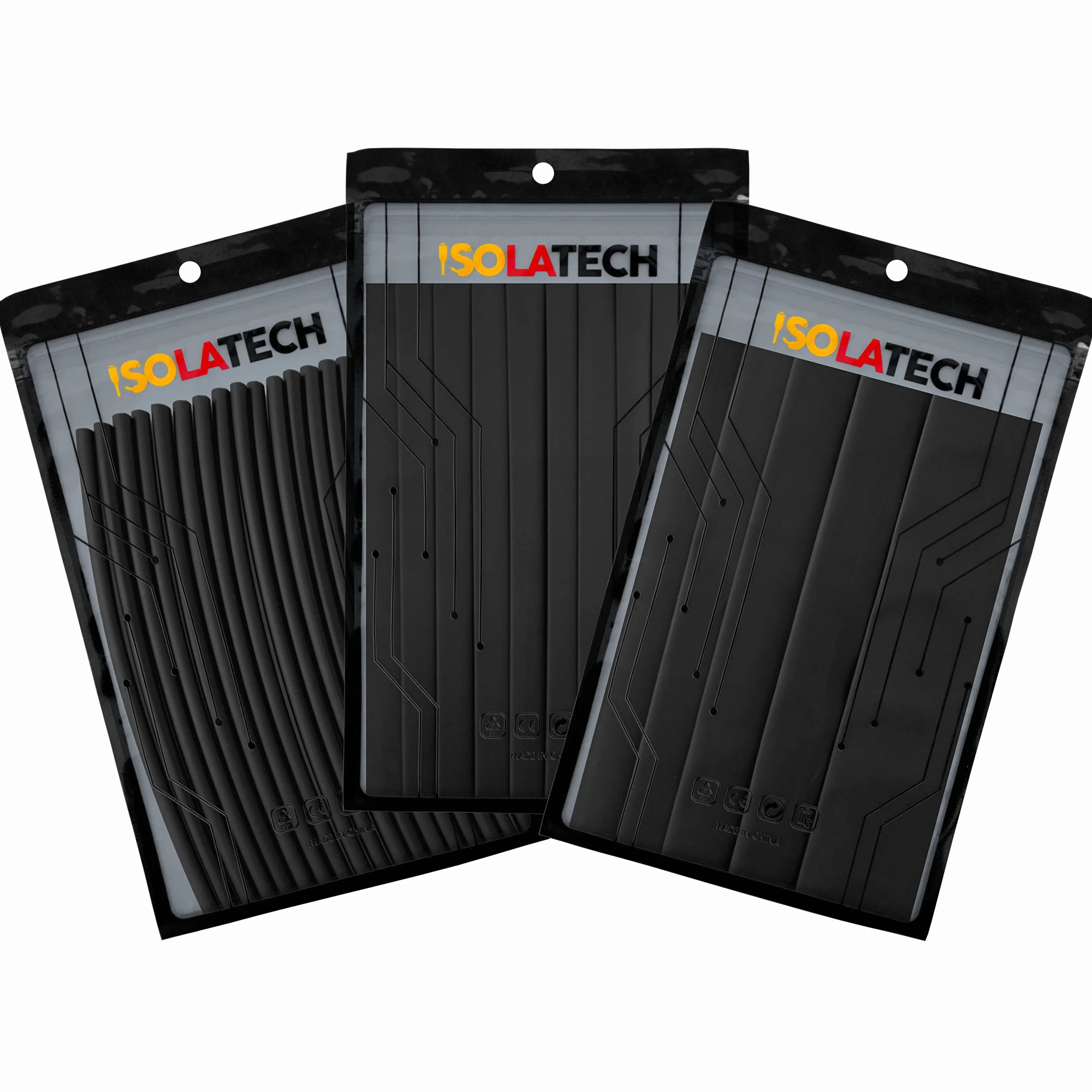 ISOLATECH zestaw rurek termokurczliwych 3:1 z klejem czarny Ø30mm 0.6 metra w 3szt x 20cm do kabli odporne na promieniowanie UV nieoznakowane wodoodporne naprawcze